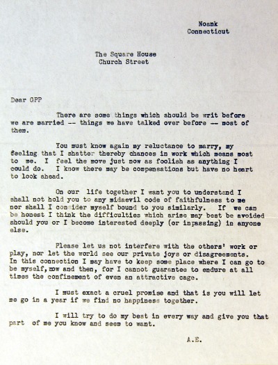 Amelia Earhart’s Letter to George Putnam